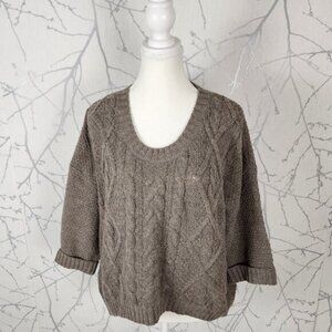 360 Sweater Merino Wool Alpaca Cable Knit Boxy Fit Sweater